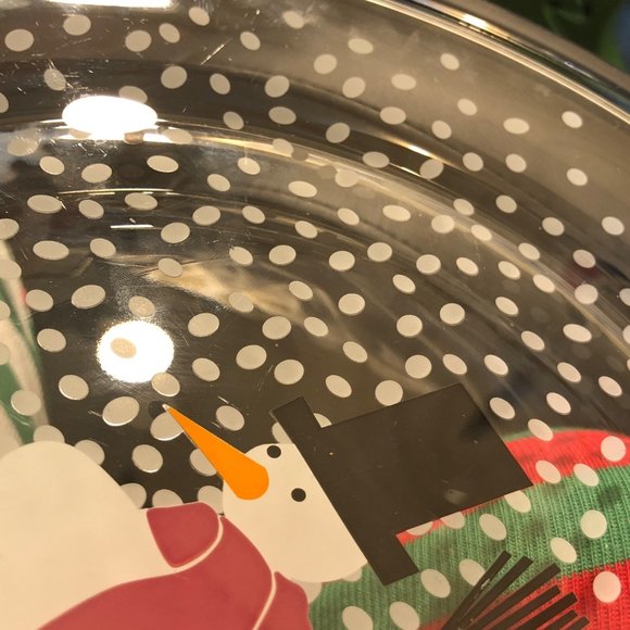 Set of 2 BODUM Glass 10" Winter Holiday Snowman Dinner Plates ~ Christmas Snow - Picture 6 of 6